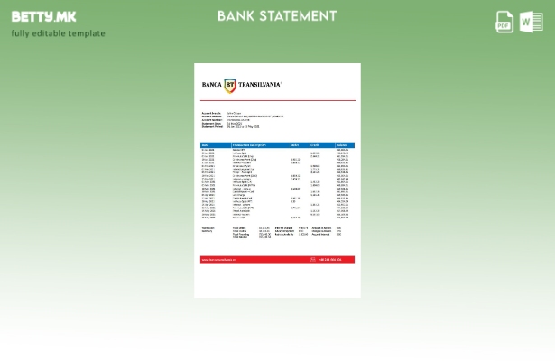 модерен стил Романија Банка Трансилванија извод од банкарски ексел шаблон